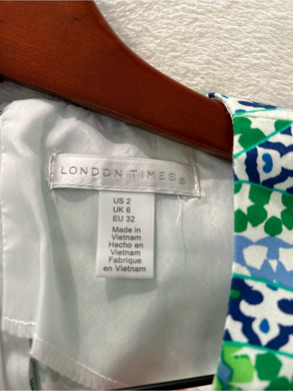 London Times Green & Blue Printed Sleeveless Shift Dress Sz Small - Picture 6 of 6